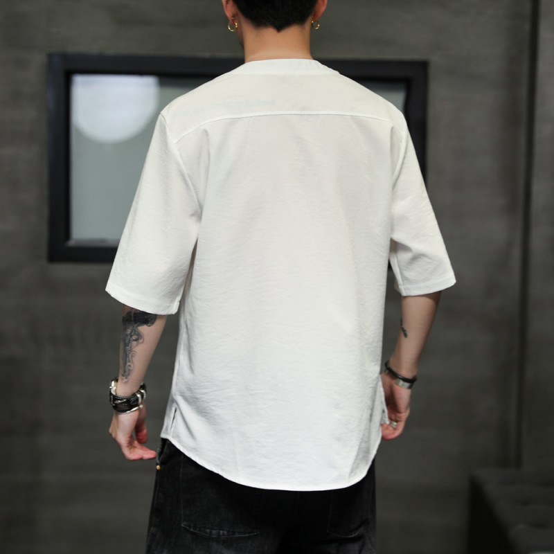 남자 여름 생활한복 상의 한복 개량 계량 법복 냉장고티셔츠 그린 M - 상세 이미지 5