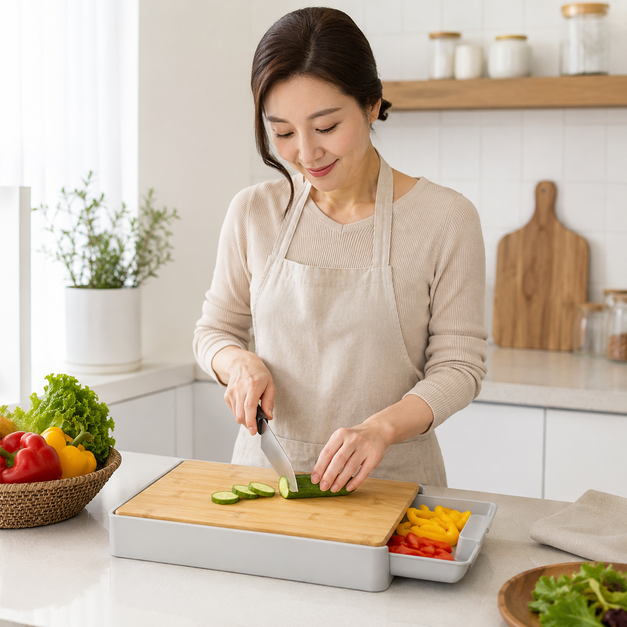 원목 접시도마 캠핑 커팅보드 대나무 도마 트레이 야채 손질 보드 - 상세 이미지 3