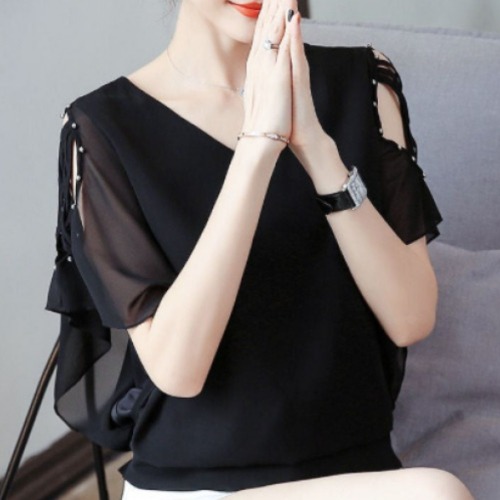 밸리 댄스복 라틴 라인 상의 탑 여성 반팔 - 상세 이미지 5