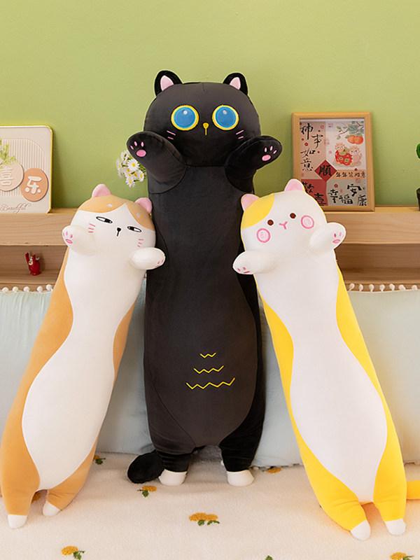 고양이 바디필로우 대형 롱쿠션 봉제 인형 베개 블랙캣 70cm - 상품 이미지
