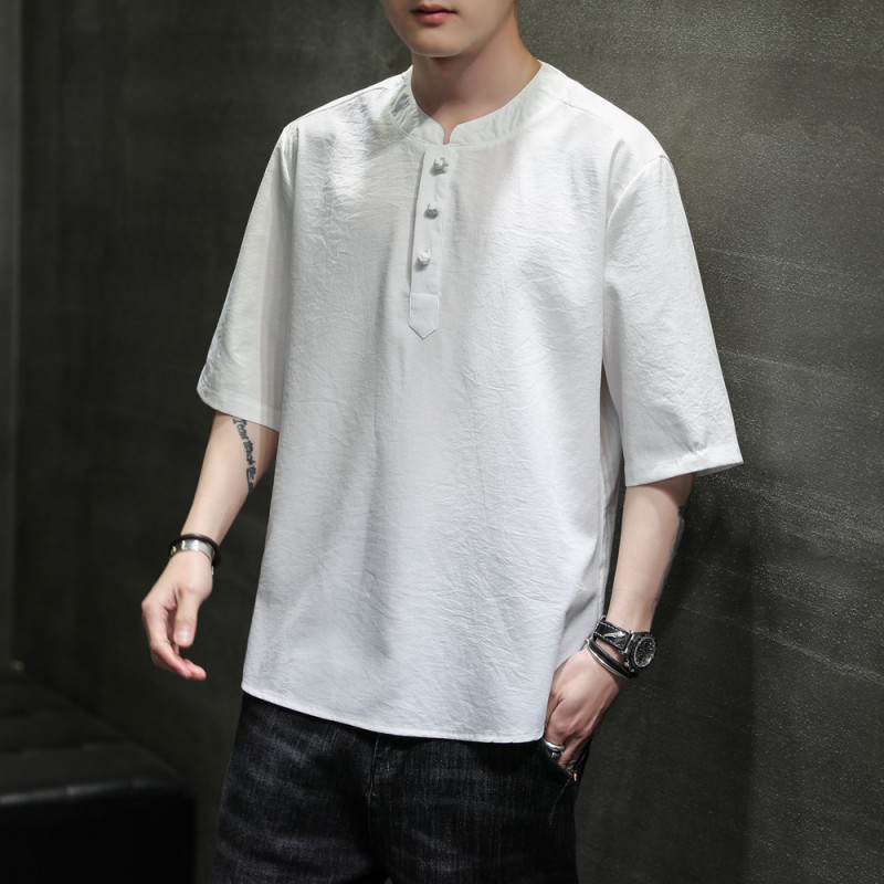 남자 여름 생활한복 상의 한복 개량 계량 법복 냉장고티셔츠 그린 M - 상세 이미지 2