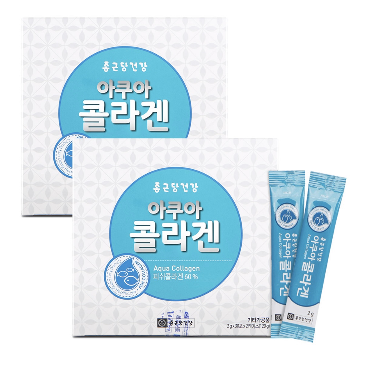 종근당건강 아쿠아 콜라겐 프리미엄 피부 이너뷰티 영양제 60포, 2개