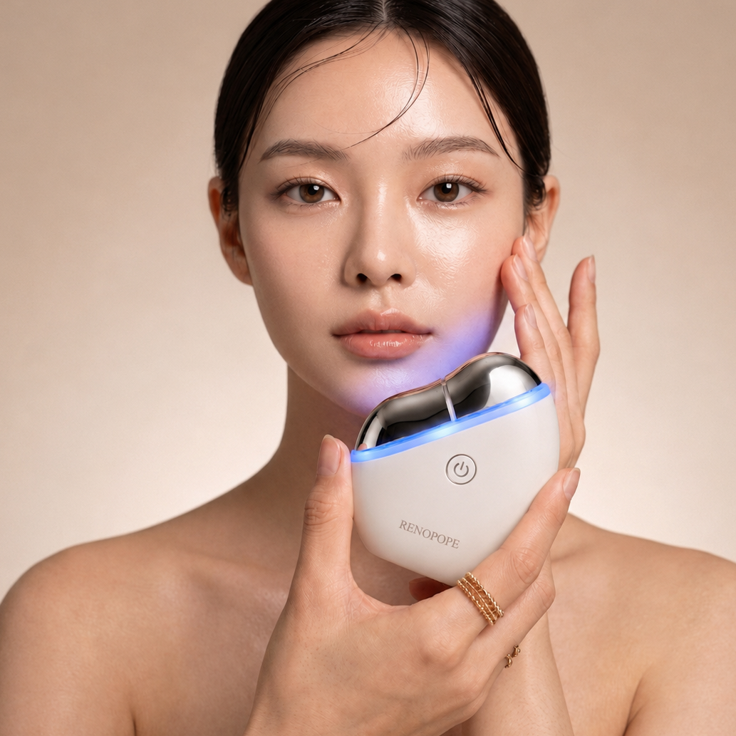 레노포프 EMS 갈바닉 뷰티 디바이스 고주파 얼굴 마사지기 피부 진동 괄사 리프팅 홈케어 - 상세 이미지 3