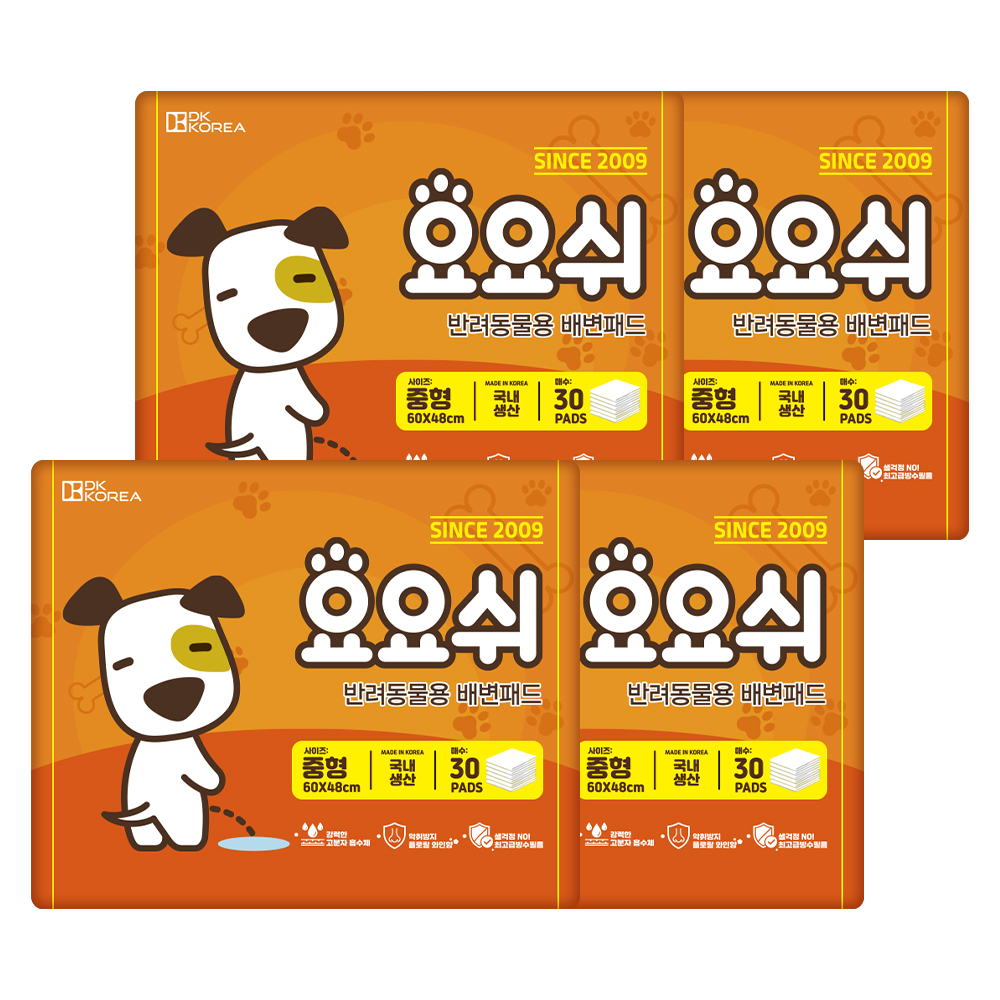 강아지 배변패드 플로럴와인향 중형, 30매입, 4개
