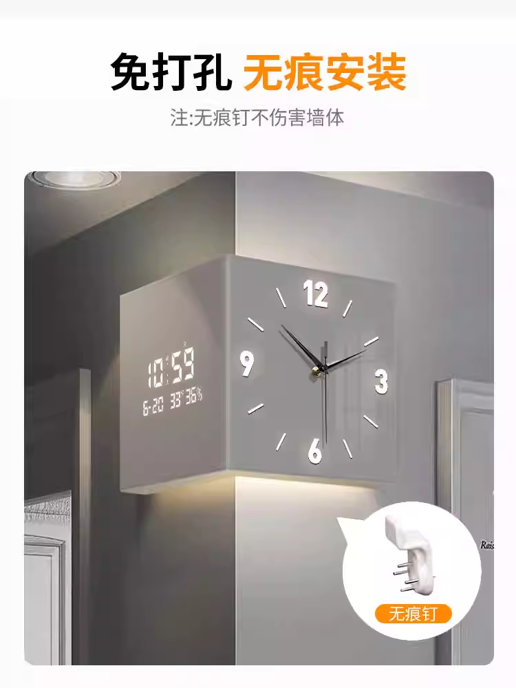 코너 벽시계 모서리 벽걸이 저소음 거실 인테리어 소품 10인치 - 상세 이미지 5