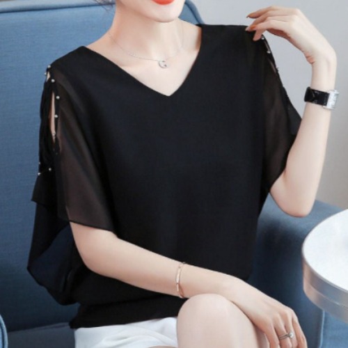 밸리 댄스복 라틴 라인 상의 탑 여성 반팔 - 상세 이미지 3