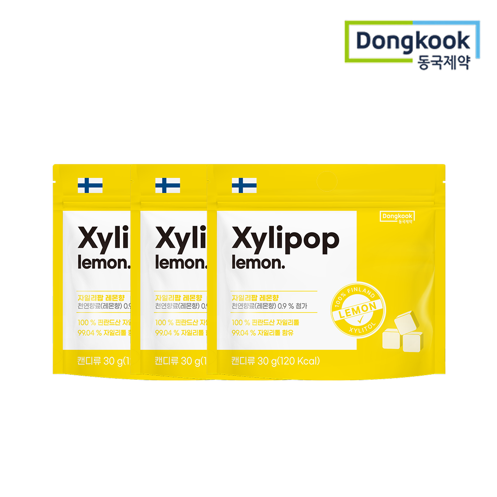 동국제약 자일리톨 무설탕 캔디 자일리팝 사탕 레몬, 30g, 3개