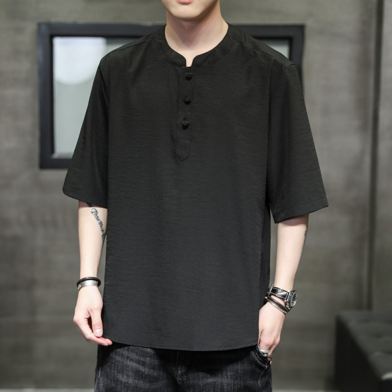 남자 여름 생활한복 상의 한복 개량 계량 법복 냉장고티셔츠 그린 M - 상세 이미지 3