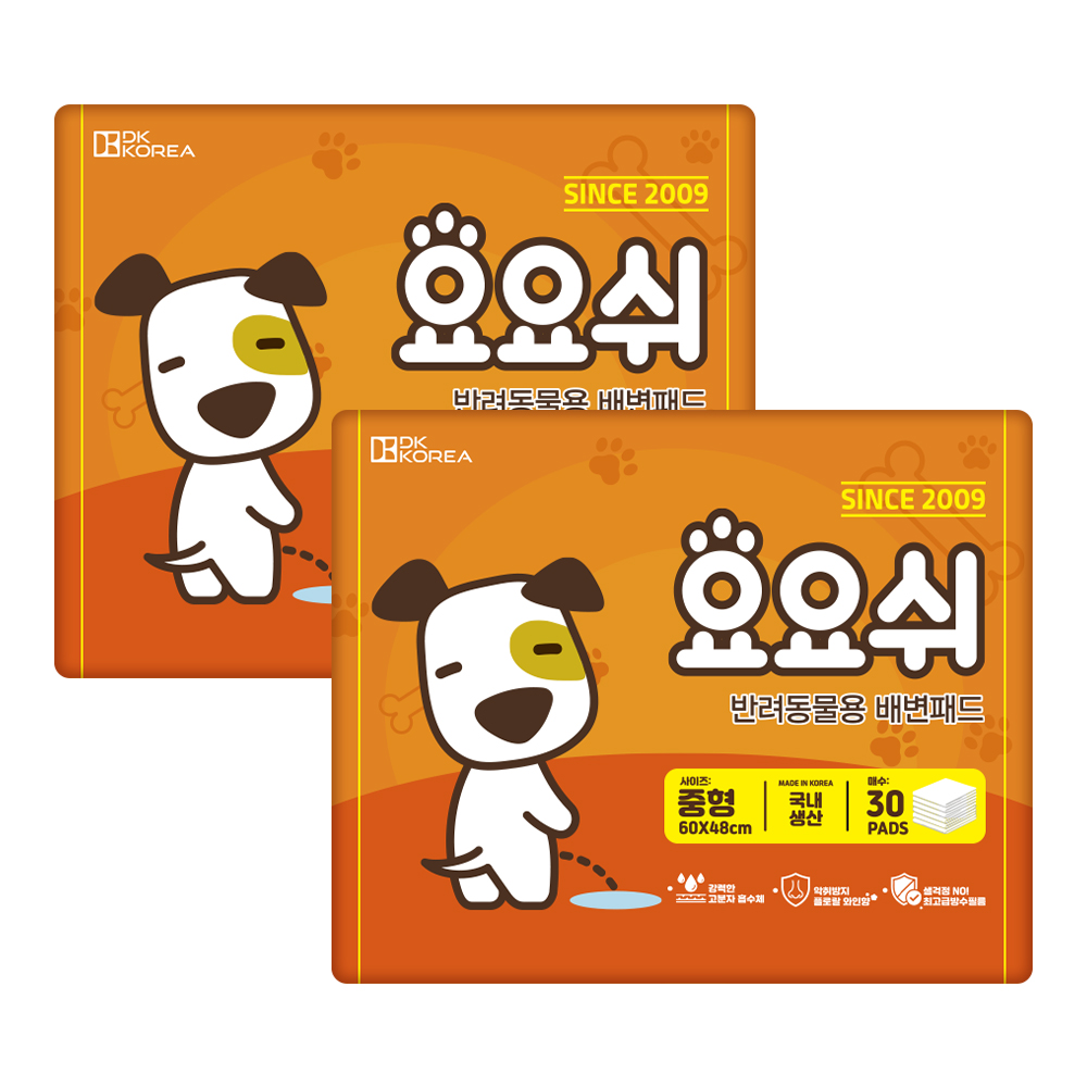 [요요쉬] 강아지 배변패드 플로럴와인향 중형, 30매입, 2개 - 상품 이미지