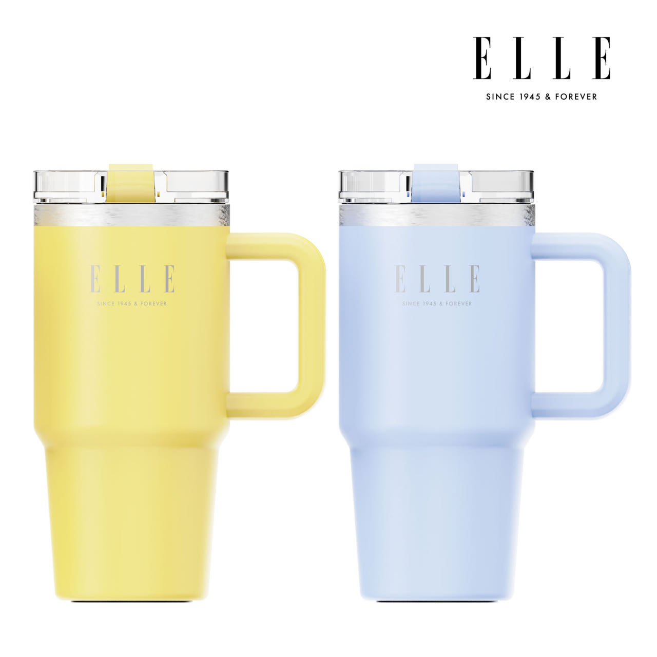 엘르 시그니처 텀블러 대용량 차량용 스텐 1+1 600ml, 옐로우+블루, 1개 - 상세 이미지 2