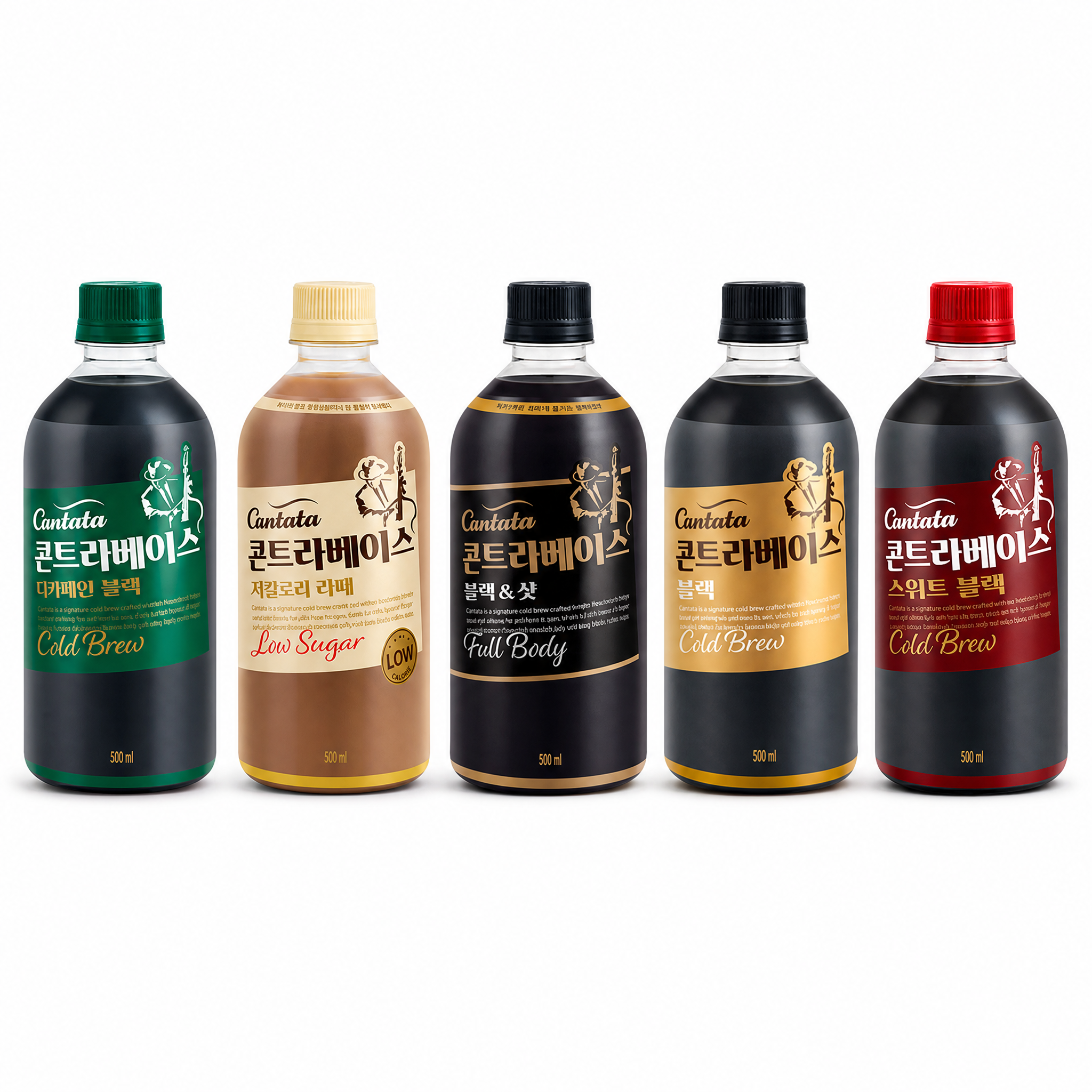 칸타타 콘트라베이스 500ml 블랙 앤 샷 스위트블랙 라떼 디카페인 블랙 각4개씩 12개 - 상품 이미지