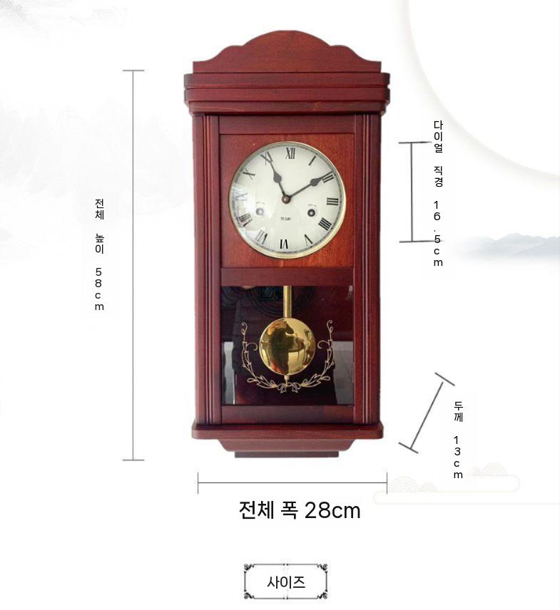 빈티지 벽시계 엔틱 거실 괘종 시계 벽걸이 로마 다이얼 - 상세 이미지 2