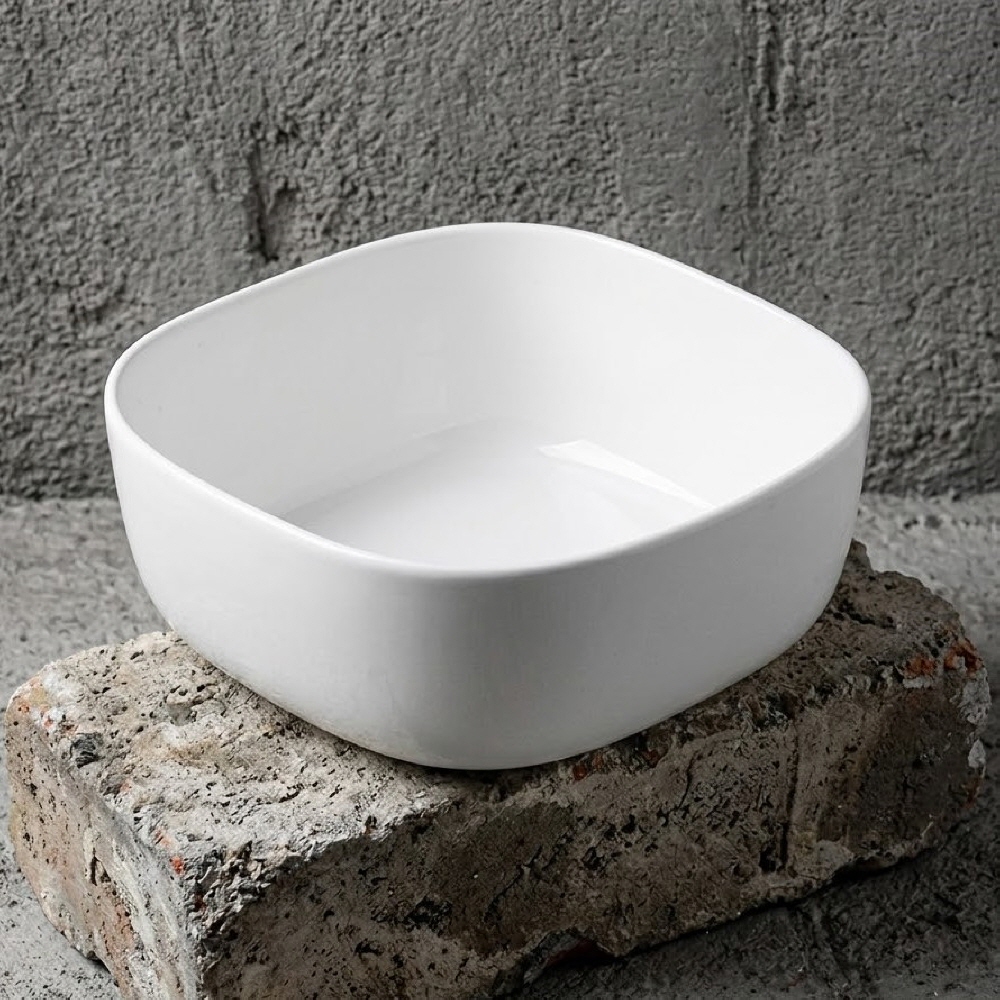 루비니 도자기 사각 샐러드볼 포케볼 포케 그릇 보울 25cm, 화이트 - 상세 이미지 3
