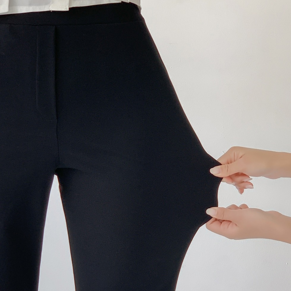 사계절 링클프리 세미 부츠컷 밴딩 스판 슬랙스 블랙 - 상세 이미지 3