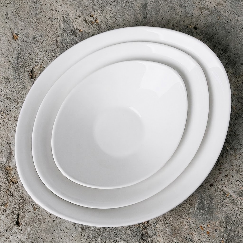 케르치 도자기 볼 오븐 오발 타원 오벌 샐러드 파스타 볼 31cm, 화이트 - 상세 이미지 3