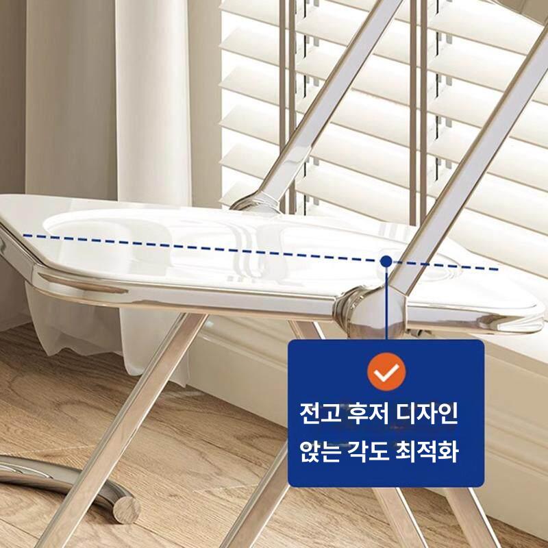 투명 접이식의자 아크릴 폴딩 카페 인테리어 체어 화이트 - 상세 이미지 3