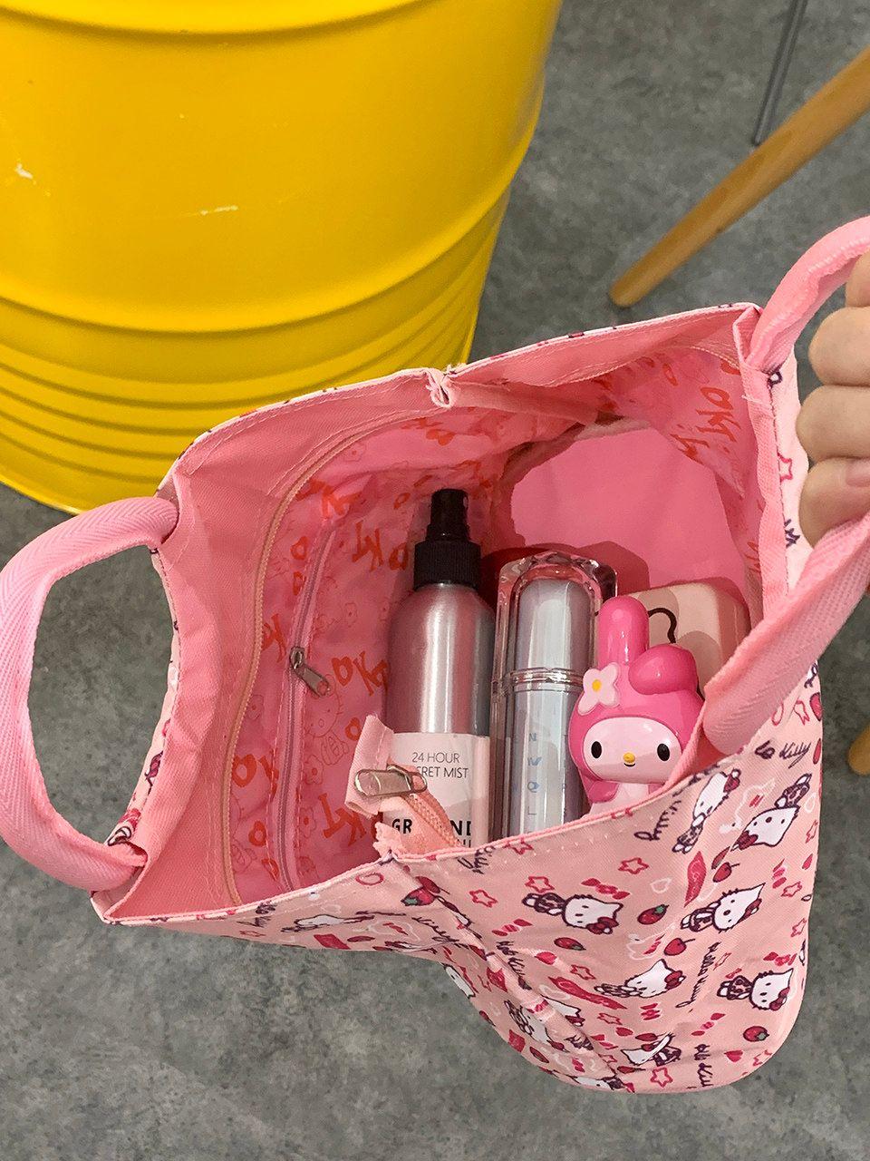 헬로키티 대용량 휴대용 손가방 대학생 직장인 핸드백 토트백 쇼핑백 만만한 가방 에코백 핑크 키티 핸드백 - 상세 이미지 5