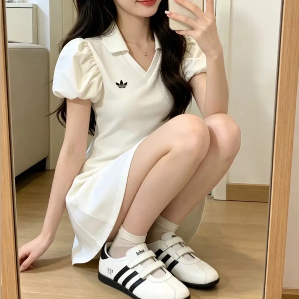 아디다스 오리지널 벌룬 슬리브 미니원피스 오프 화이트 KE3437 - 상세 이미지 2