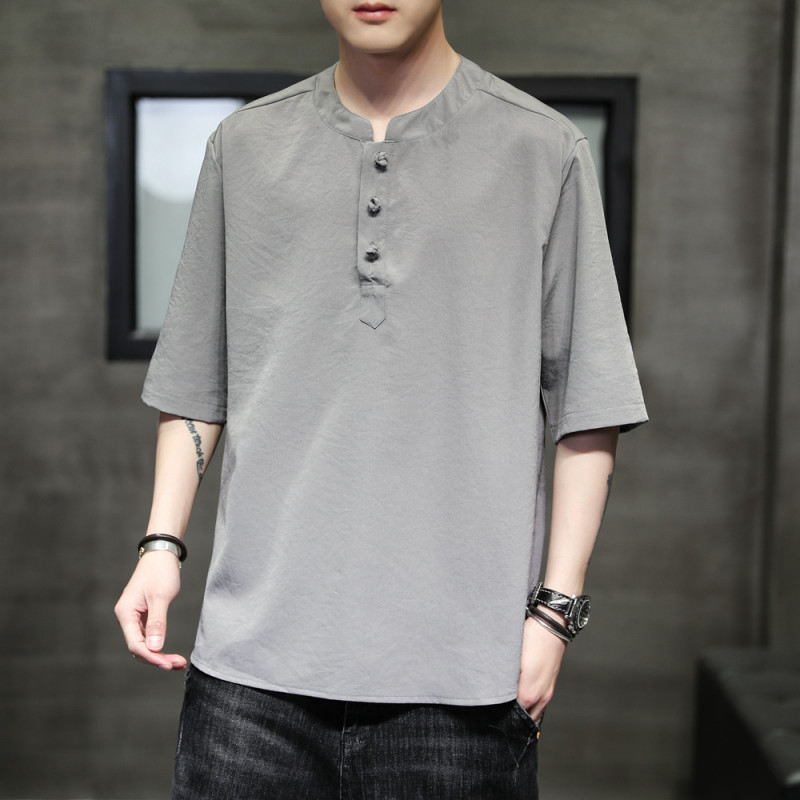 남자 여름 생활한복 상의 한복 개량 계량 법복 냉장고티셔츠 그린 M - 상세 이미지 4