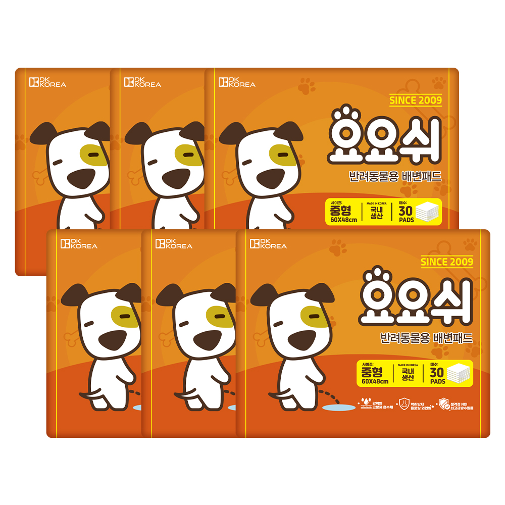 강아지 배변패드 플로럴와인향 중형, 30매입, 6개