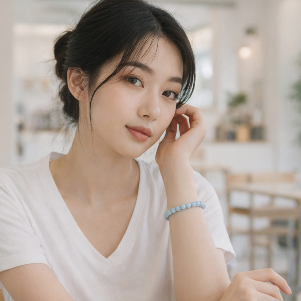 위너스J 아쿠아마린 원석팔찌 스카이블루 천연원석 여성 패션팔찌 S02 커플 우정 - 상세 이미지 3