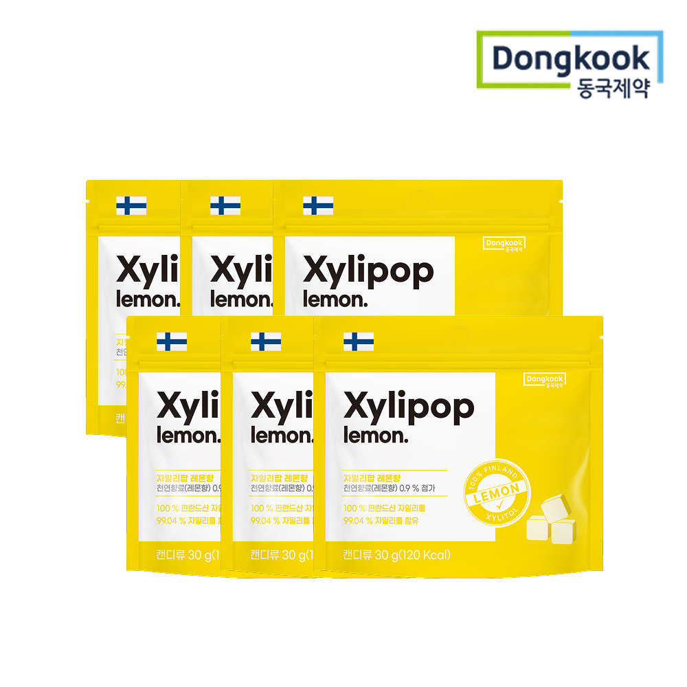 동국제약 자일리톨 무설탕 캔디 자일리팝 사탕 레몬, 30g, 6개