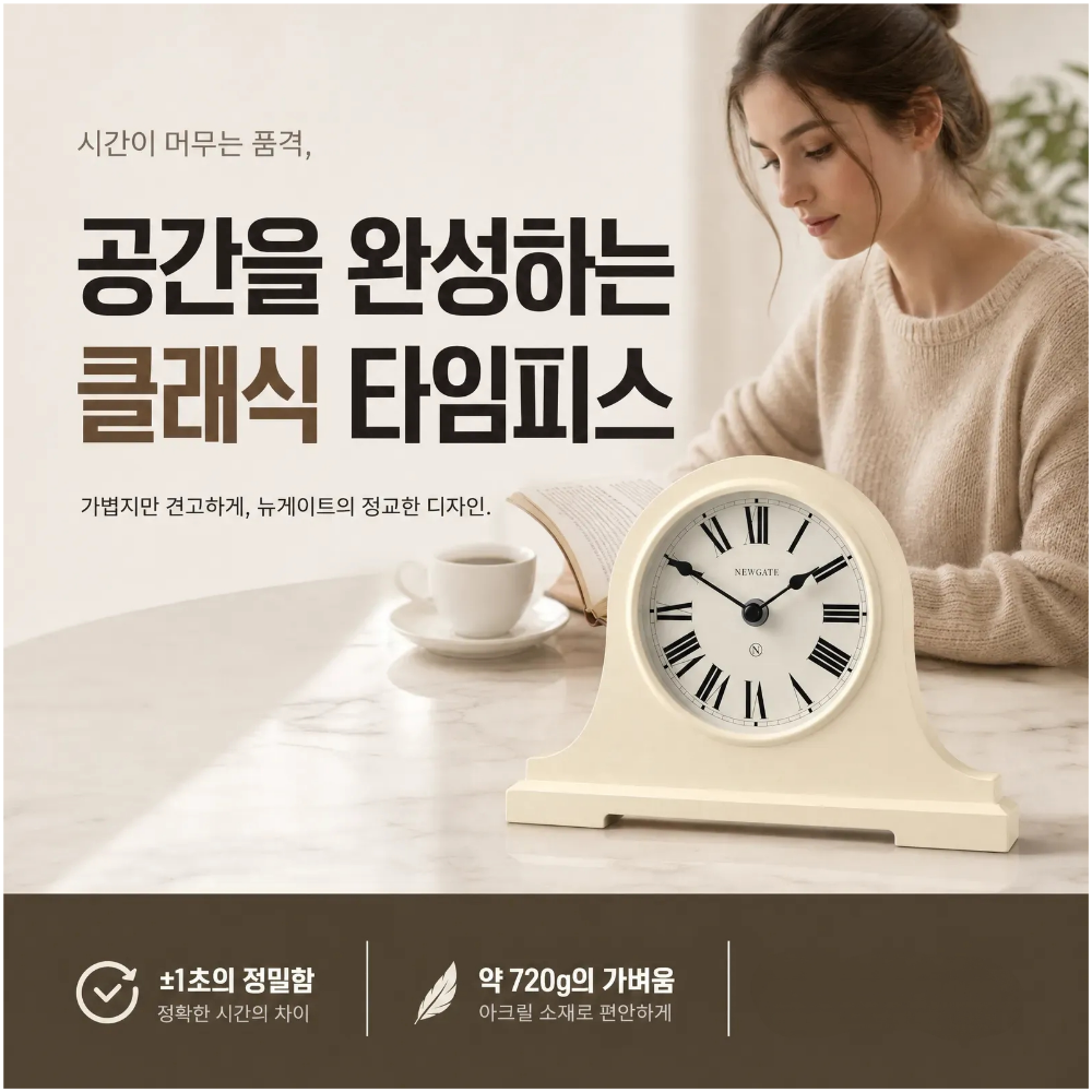 뉴게이트 브로드웨이 엔틱 탁상시계 아이보리 이미지 6