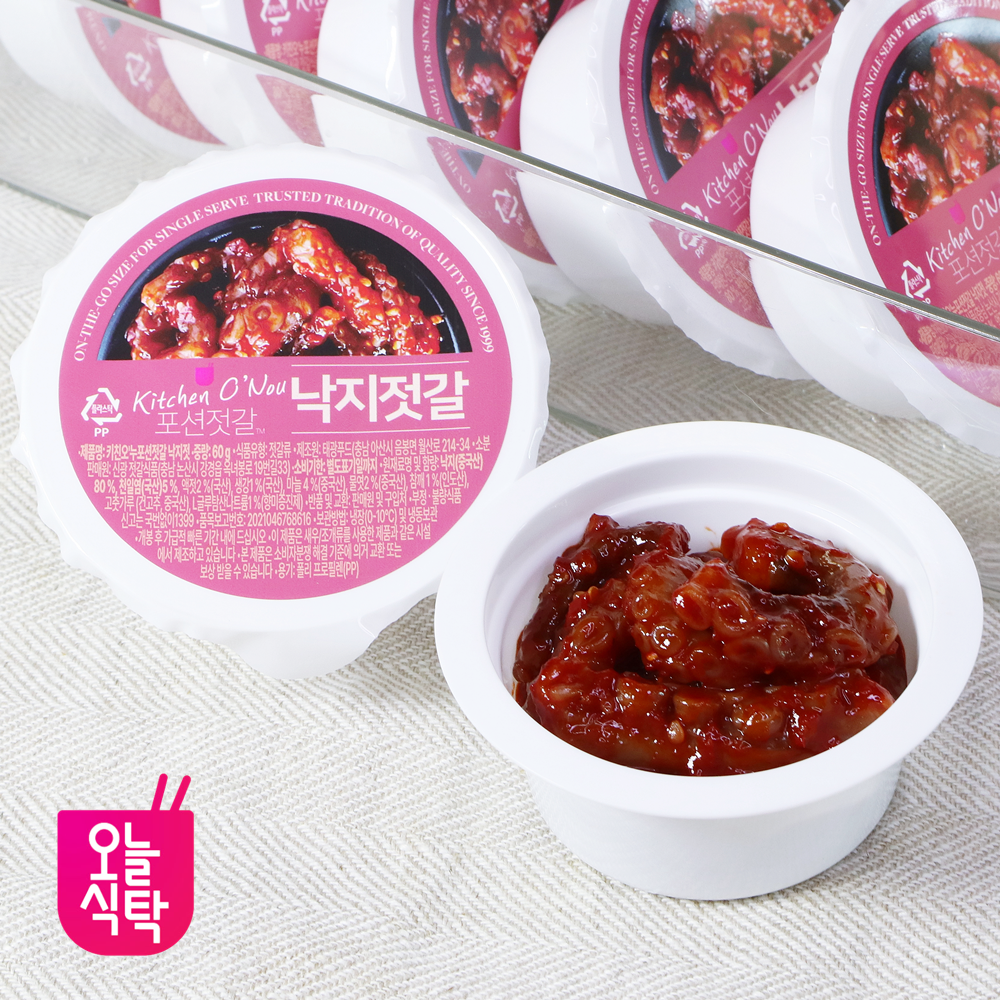 강경 오늘식탁 낙지젓갈 소포장 포션 젓갈 캠핑 여행 도시락 60g, 10개 - 상품 이미지