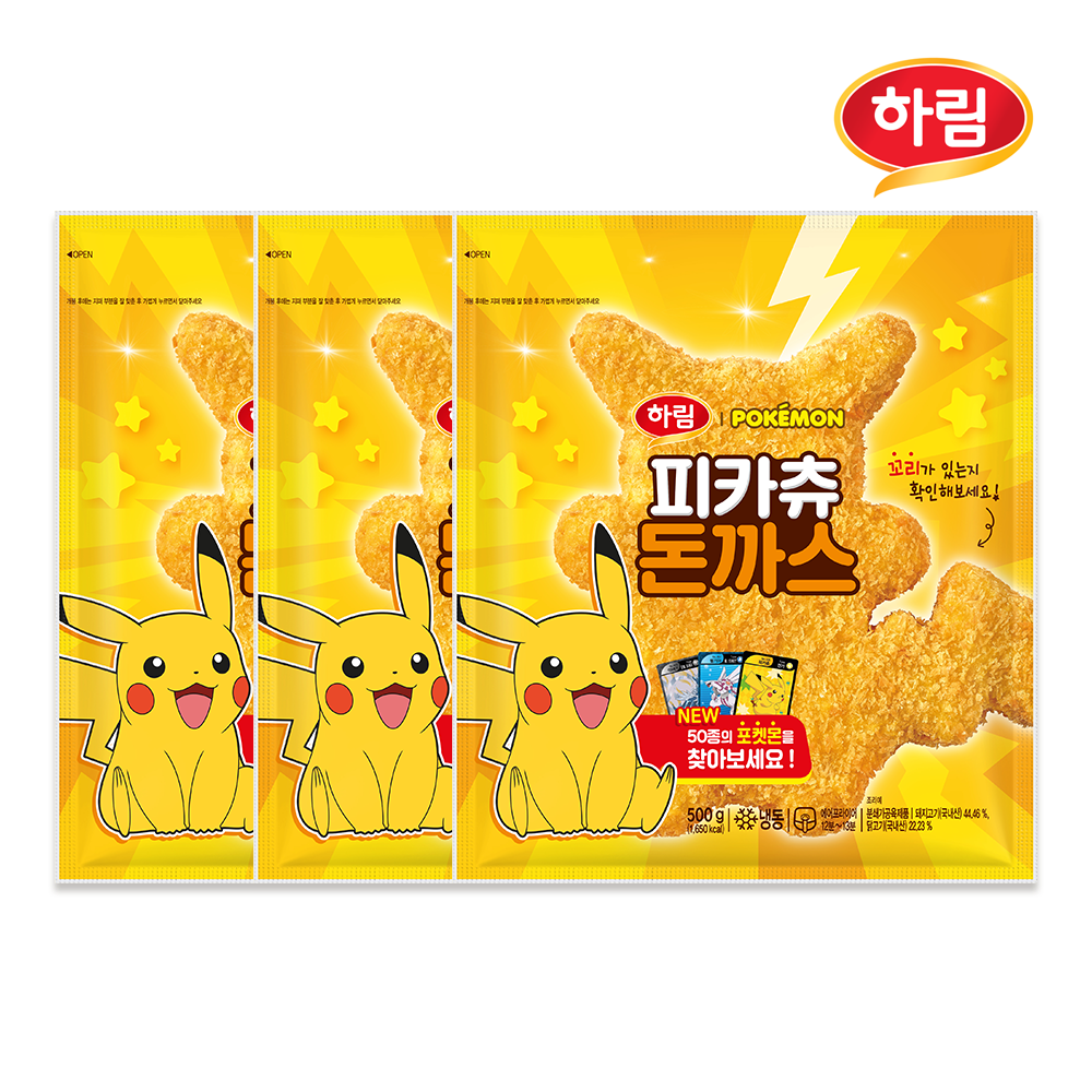 하림 포켓몬 피카츄 돈까스 500g, 3개 - 상품 이미지