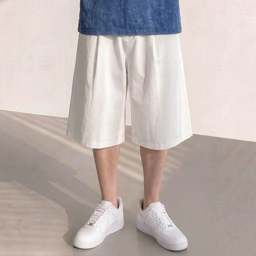 남자버뮤다팬츠 치노반바지 6부바지 흰색반바지 - 상품 이미지