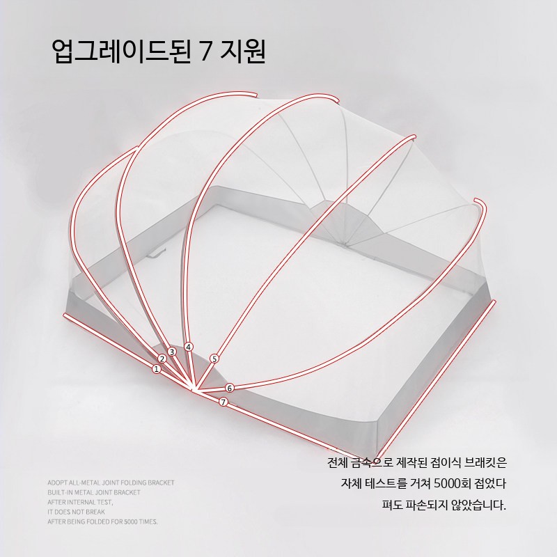 침대 원터치 접이식 모기장 폴딩 텐트 방충망 대형 - 상세 이미지 5