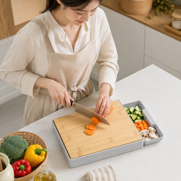 원목 접시도마 캠핑 커팅보드 대나무 도마 트레이 야채 손질 보드 이미지 7
