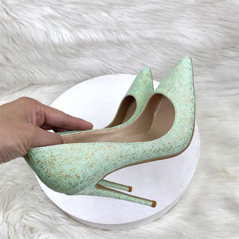 스틸레토 힐 펌프스 뽀족한 파티 퍼플 하이힐 12cm - 상세 이미지 3