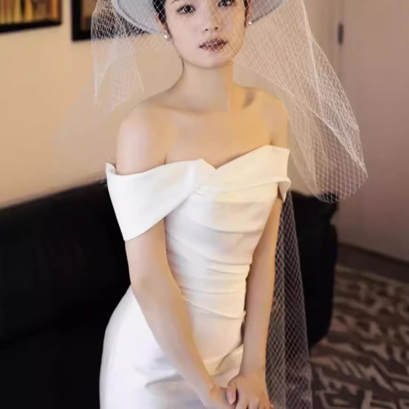 오픈숄더 블랙 드레스 웨딩촬영 드레스 셀프웨딩 스냅촬영 의상 - 상세 이미지 5