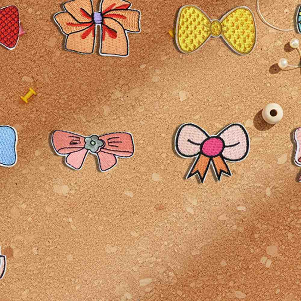 라이즈올5 디자인패치 리본 9P 귀여운 옷에붙이는스티커 열접착 컬러풀 - 상품 이미지