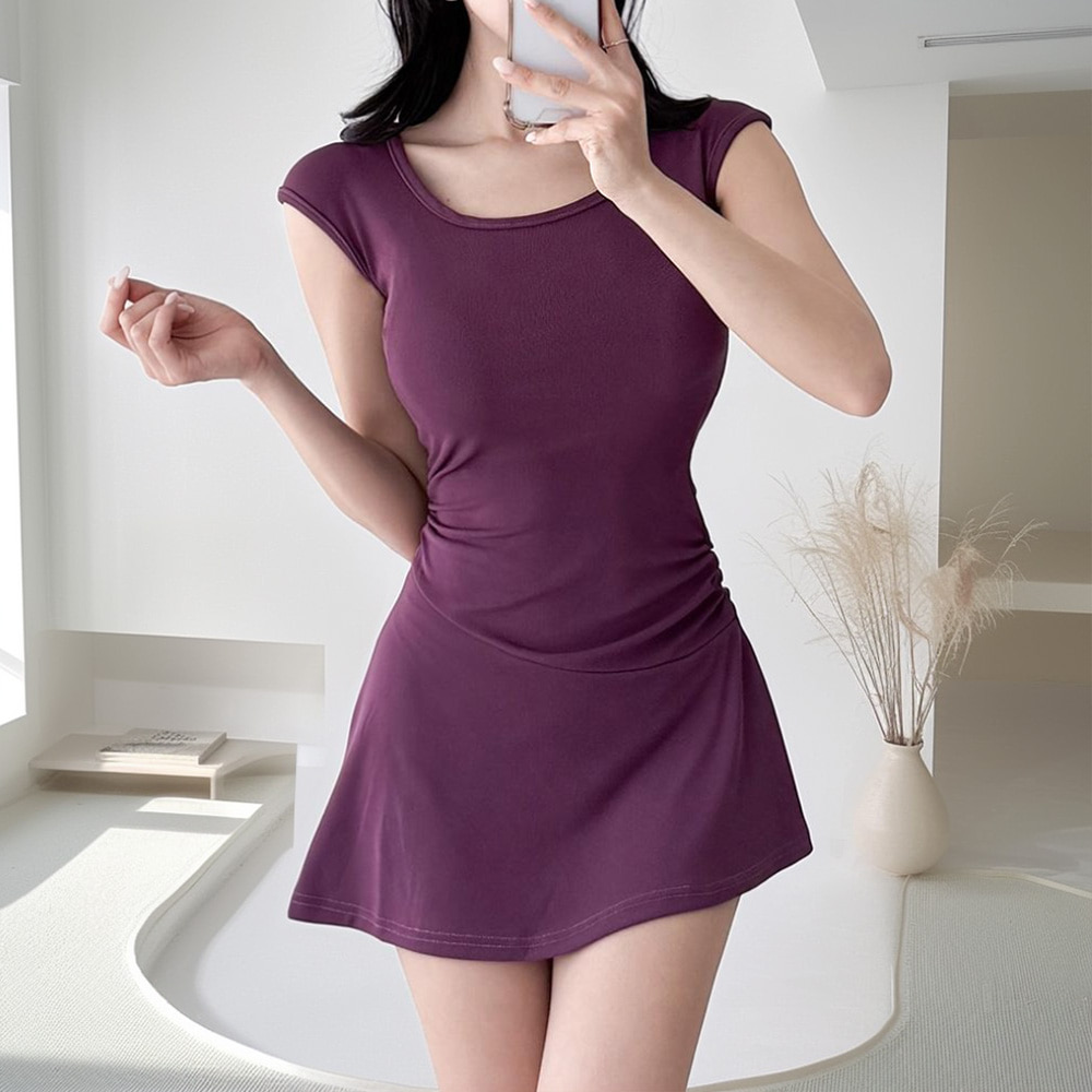 빌리르 유넥 A라인 반팔 미니원피스 AH0623