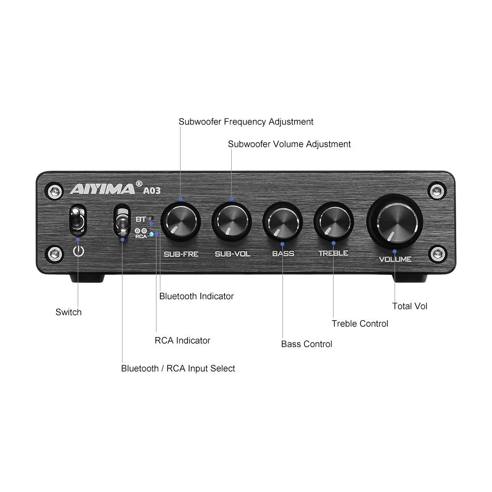 AIYIMA TPA3116 블루투스 서브우퍼 HiFi Black With US Plug - 상세 이미지 2