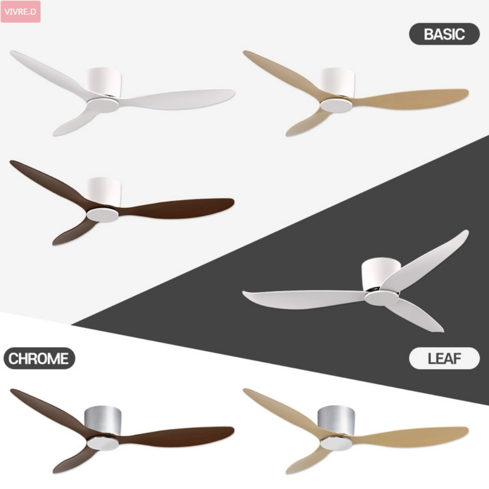 저소음 슬림 실링팬 거실 안방 천장 실링팬 132cm, 리프(몸체 화이트+날개 화이트) - 상품 이미지