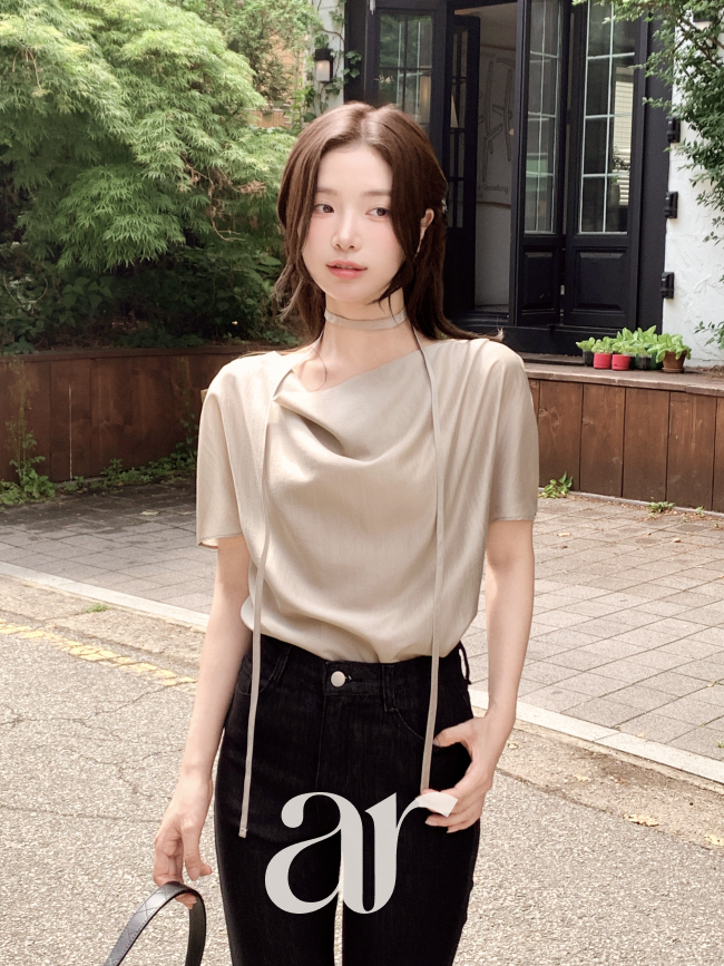 (국내제작) 스트랩 세트 드레이프 반팔 블라우스 bs8799 - 상세 이미지 2