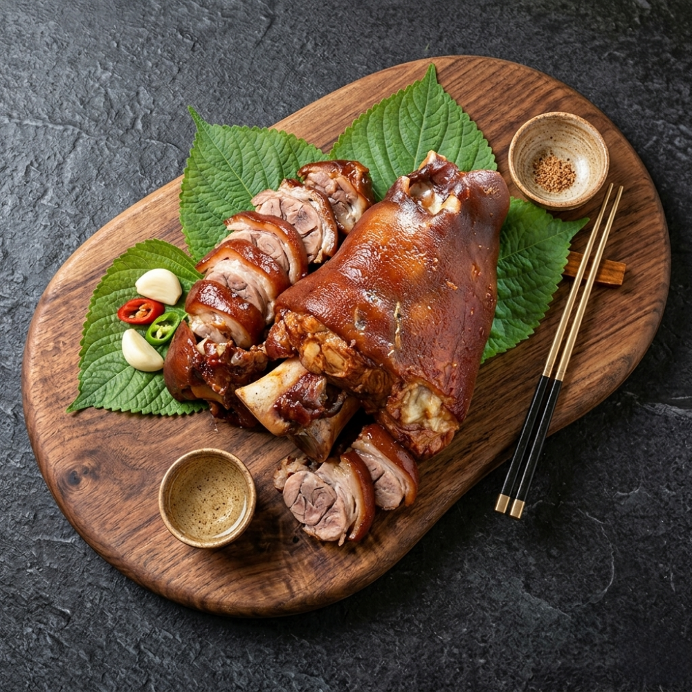 삼형제고기 흑마늘 대왕족발 1.2kg 4인분 1팩 제로당 돼지 뼈 - 상품 이미지