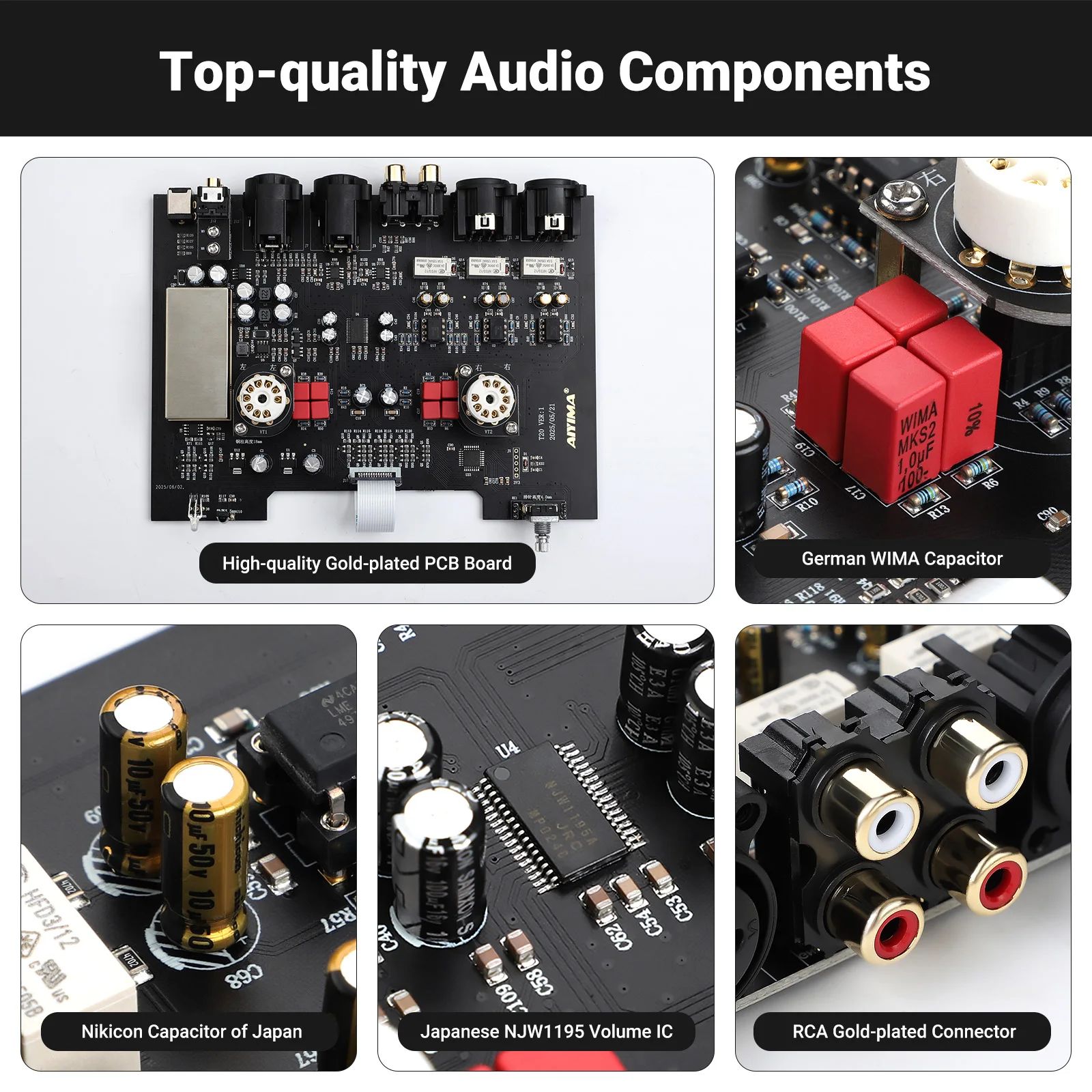 AIYIMA T20 진공관 프리앰프 LME49720 OPA1612 XLR RCA 트리거 With EU Plug 이미지 6