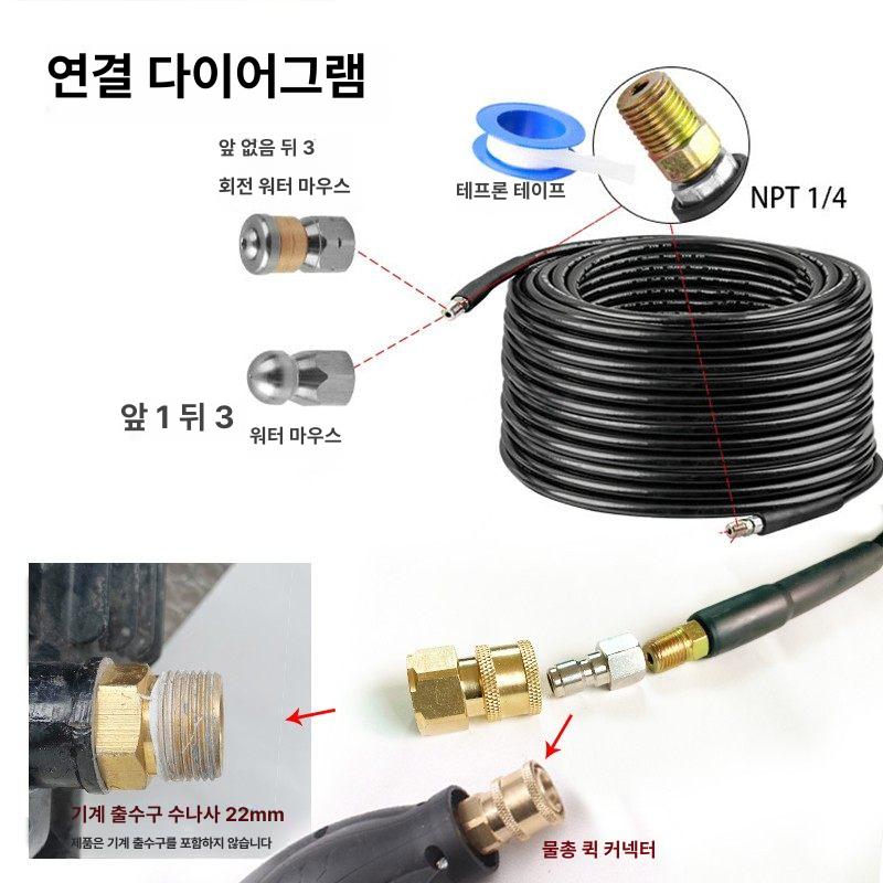 하수구 고압관 세척 노즐 물쥐 사용 배합 세차기 15m - 상세 이미지 4