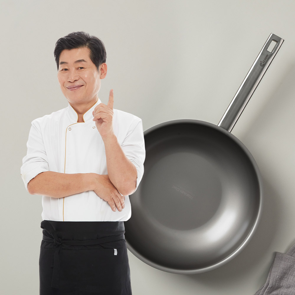 클래딘 이연복 리얼 티타늄 인덕션 궁중팬 (satin)+중식도증정 22cm