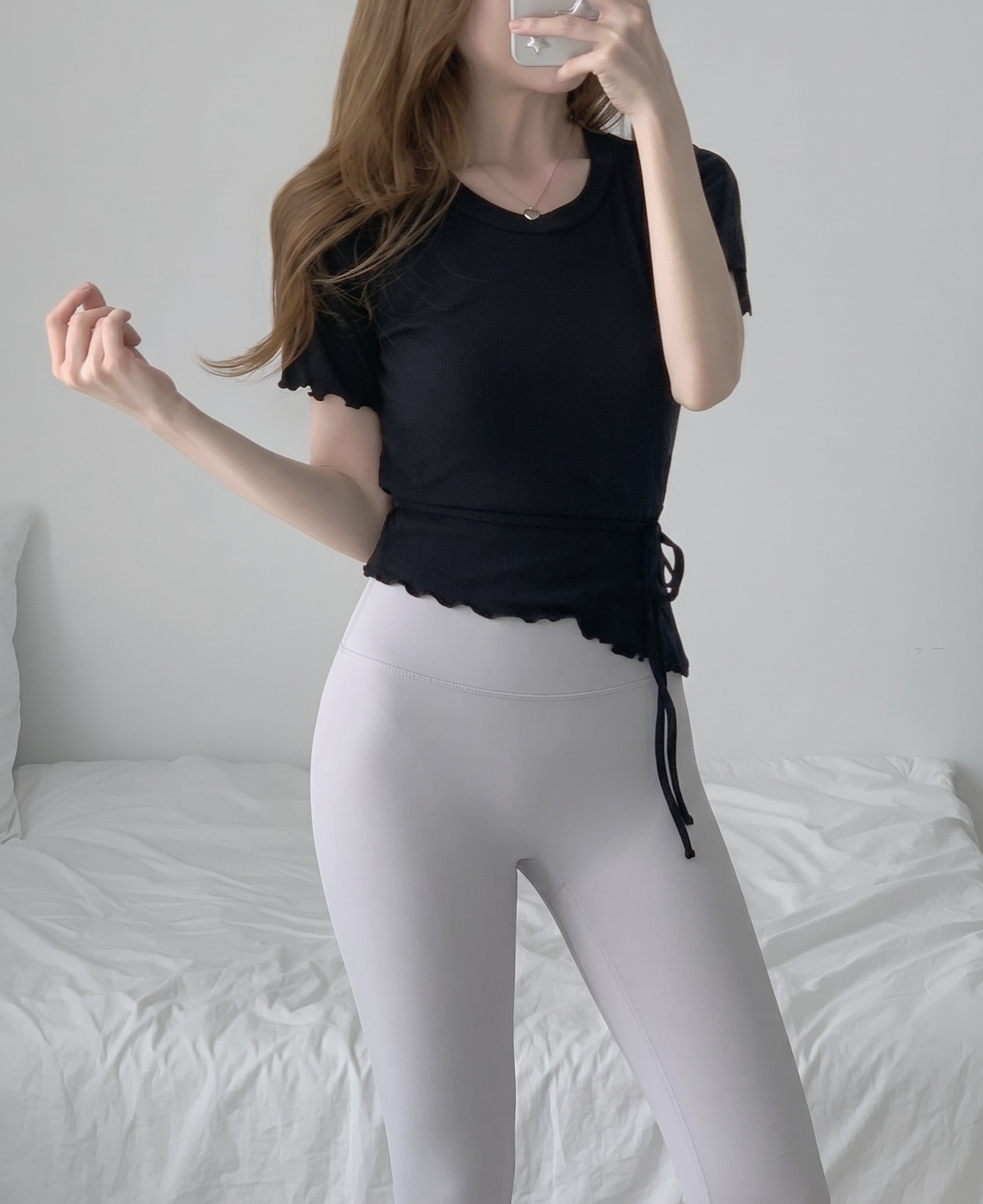 페바 필라테스복 요가복 필라테스 상의 운동복 요가 반팔 크롭 여름 커버업 티 이미지 6