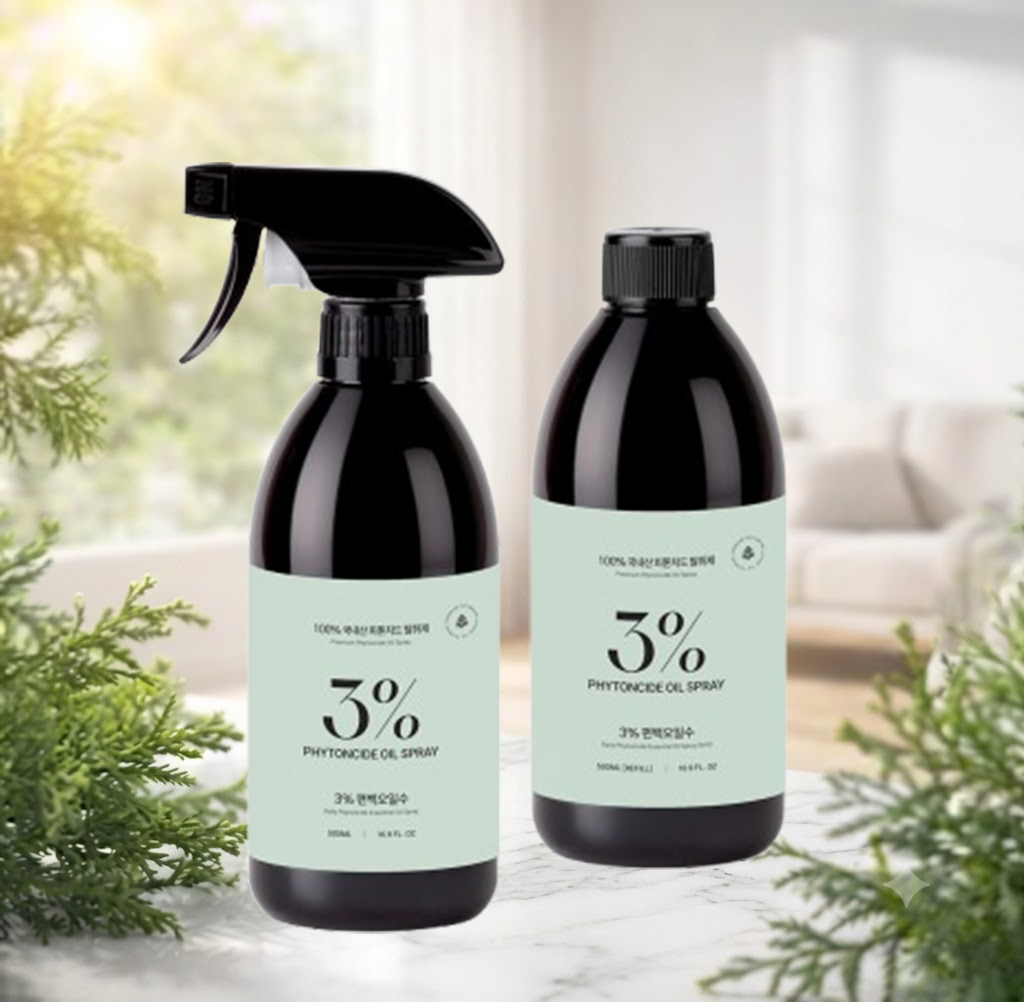 3% 편백오일수 편백수 피톤치드 새집증후군 탈취제 포름알데히드 500ml+500ml 리필