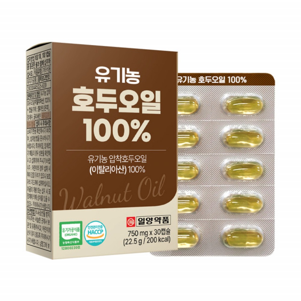 일양약품 유기농 호두오일 100 불포화지방산 냉압착 엑스트라버진 월넛오일 30캡슐, 1개 - 상품 이미지