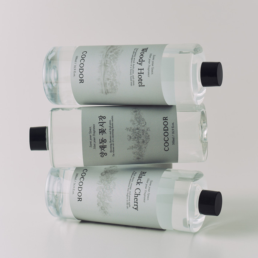 [2+2] 코코도르 2L 대용량구성 디퓨저 리필액 500ml 4개 실내방향제 인테리어 블랙체리