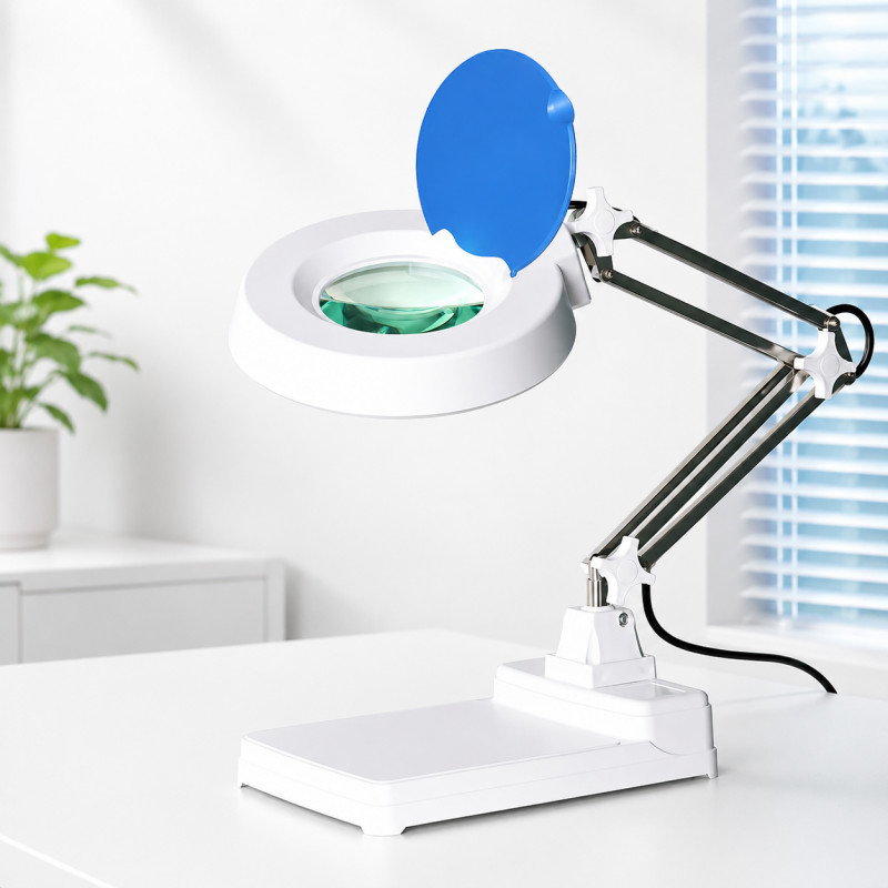 LED 스탠드 돋보기 확대경 정밀작업 5배 루페 조명 탁상 작업등 - 상품 이미지