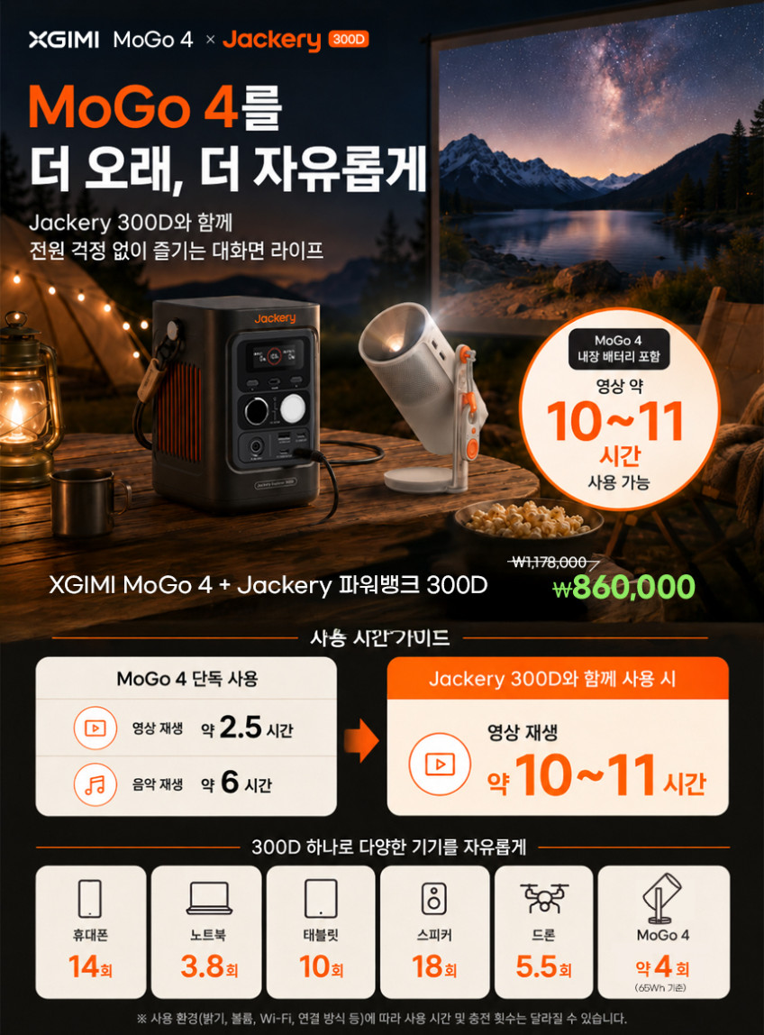 XGIMI 엑스지미 모고4 MoGo4 미니빔 캠핑용 휴대용 빔프로젝터 판매처 상세 정보 이미지 3