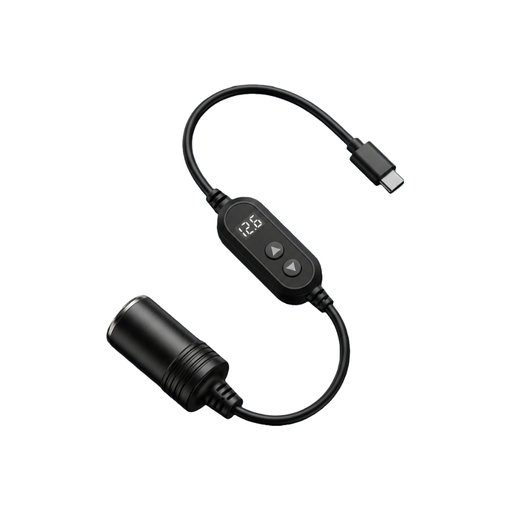 오토크루 USB-C PD 12V 시거잭 변환 케이블 36W 블랙 - 상품 이미지